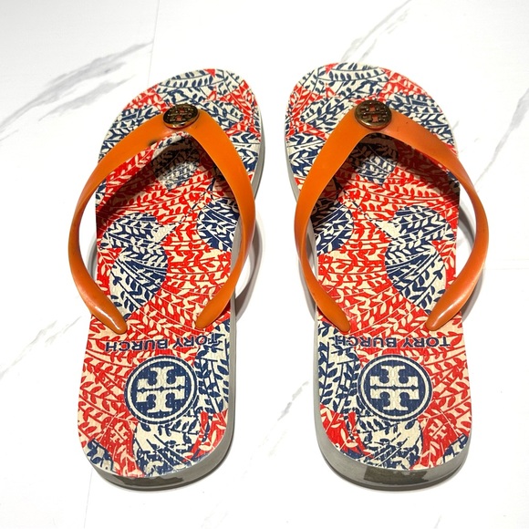 Tory Burch Women’s Orange Flip Flops Size 7 - Picture 5 of 11